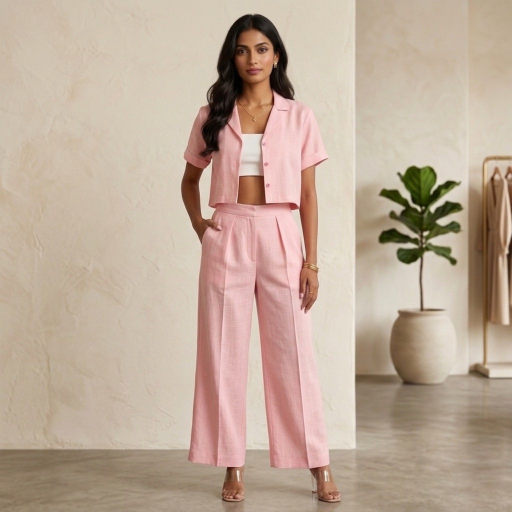 Cropped shirt co-ord set