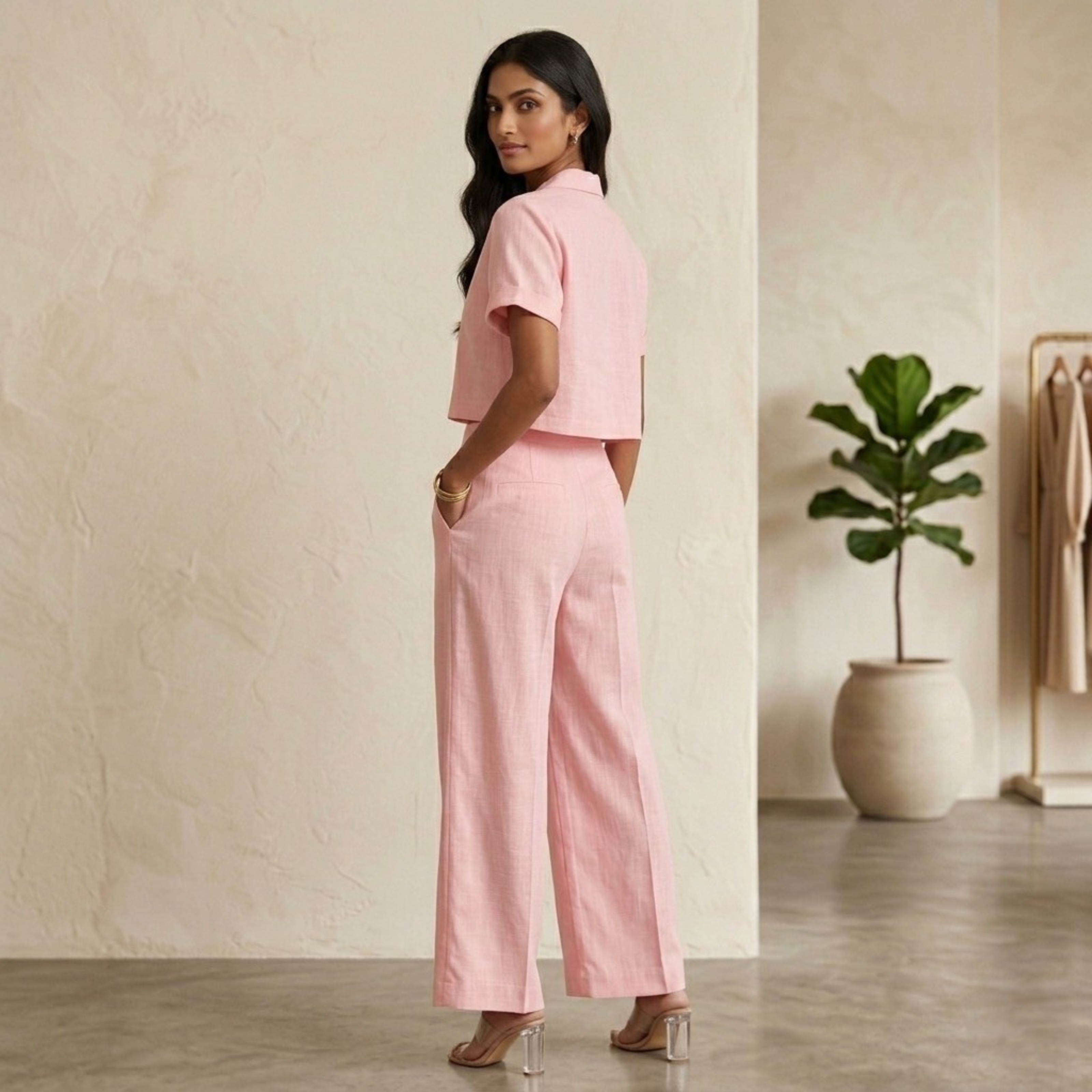 Cropped shirt co-ord set