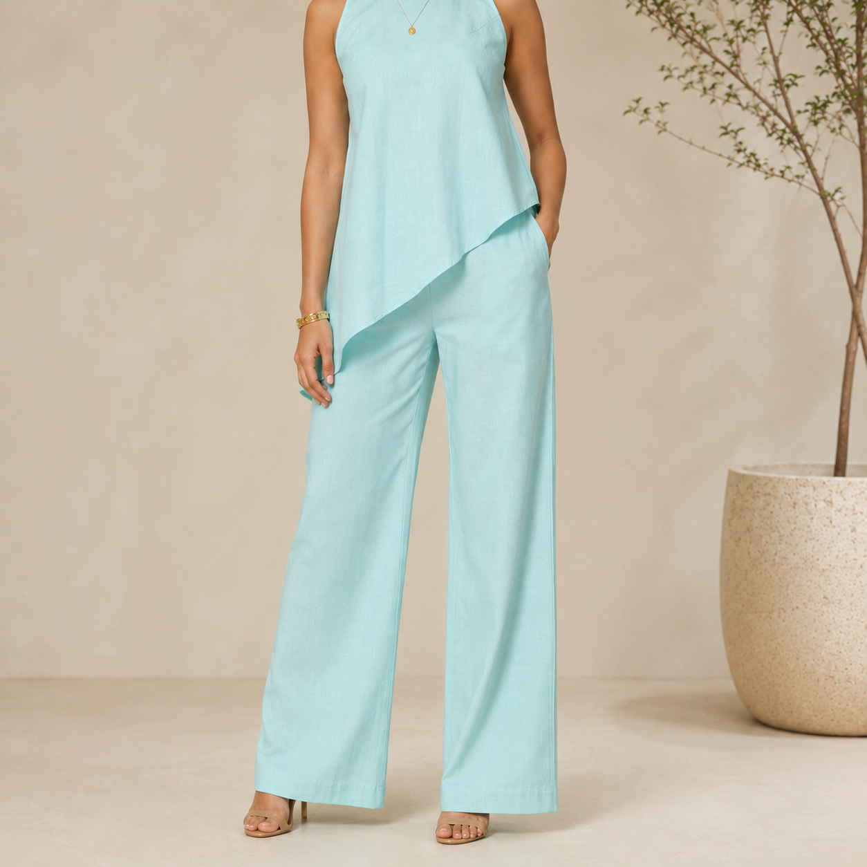 Asymmetrical sleeveless co-ord set