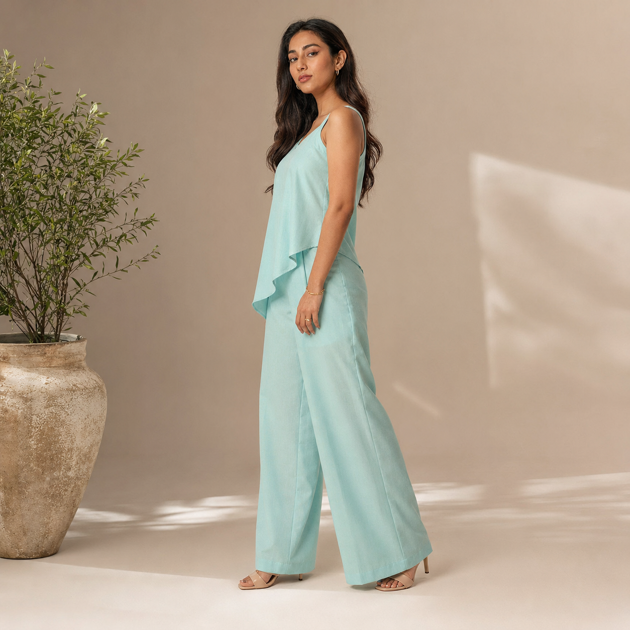Asymmetrical sleeveless co-ord set